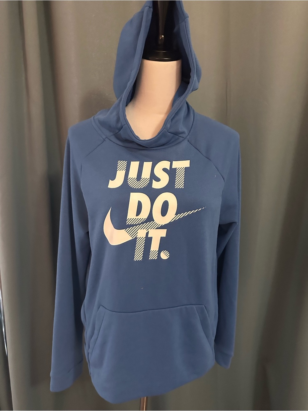 Nike Dri-FIT Women's XL Blue Just Do It Pullover Hoodie Sweatshirt Swoosh - Picture 2 of 6